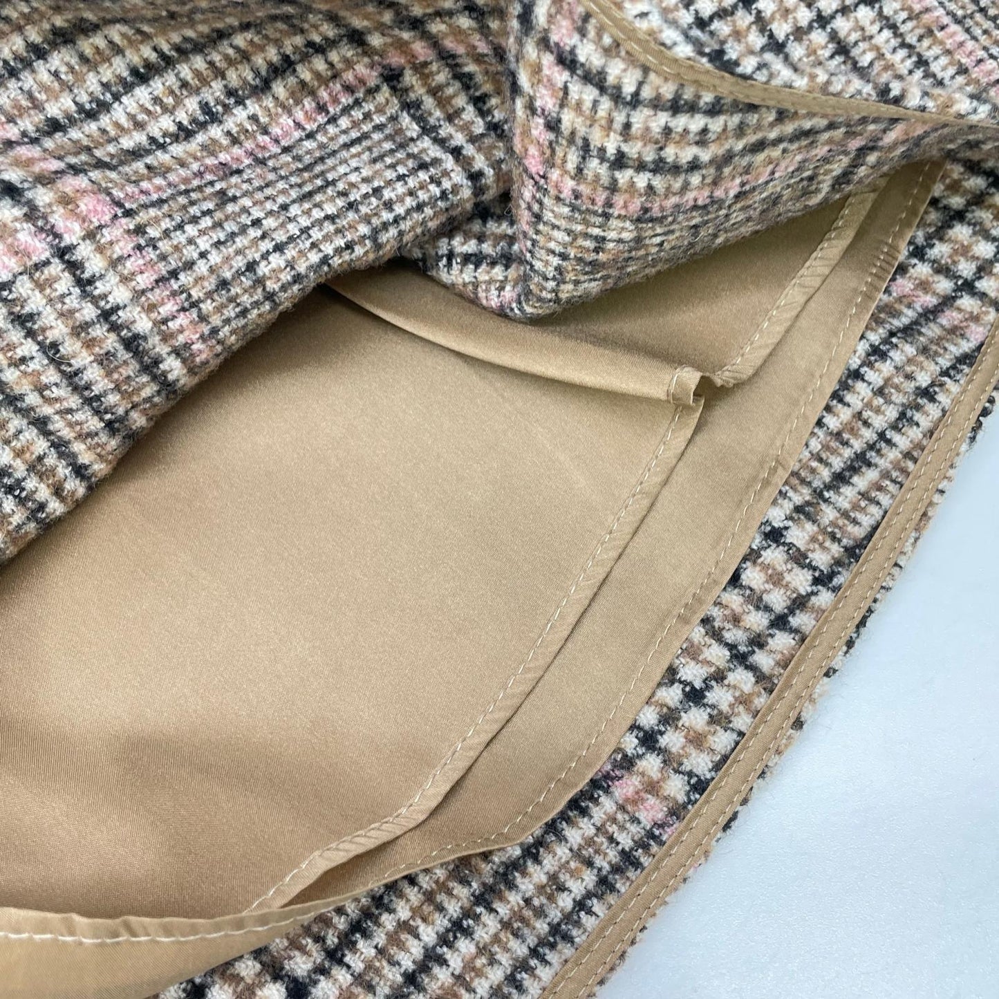 BRUNELLO CUCINELLI MD527G3329 2022 brown checked wool and alpaca A-line flared skirt skirt