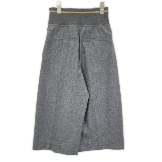 BRUNELLO CUCINELLI ブルネロクチネリ ME226P7477 20年 グレー ウール ジップアップ アウトタック ワイドレッグクロップドパンツ ボトムス