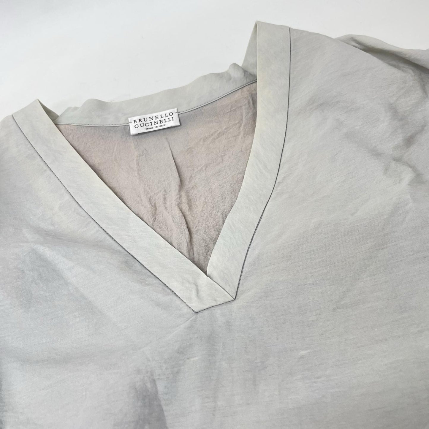 BRUNELLO CUCINELLI ブルネロクチネリ 18年 グレー 33TS001 モニーレ フリルスリーブ ワンピース ワンピース