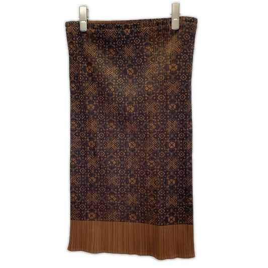 PLEATS PLEASE PLEATS PLEASE PP72-JG814 brown floral pleated skirt skirt