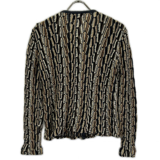 MISSONI ミッソーニ Navy × Brown Tones Silk-Wool-Blend 3D-Knit Cardigan Top