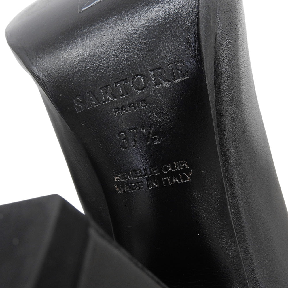 SARTORE サルトル 美品 ヒール ロングブーツ シューズ レディース レザー ブラック 37 1/2 SR1858 シューズ