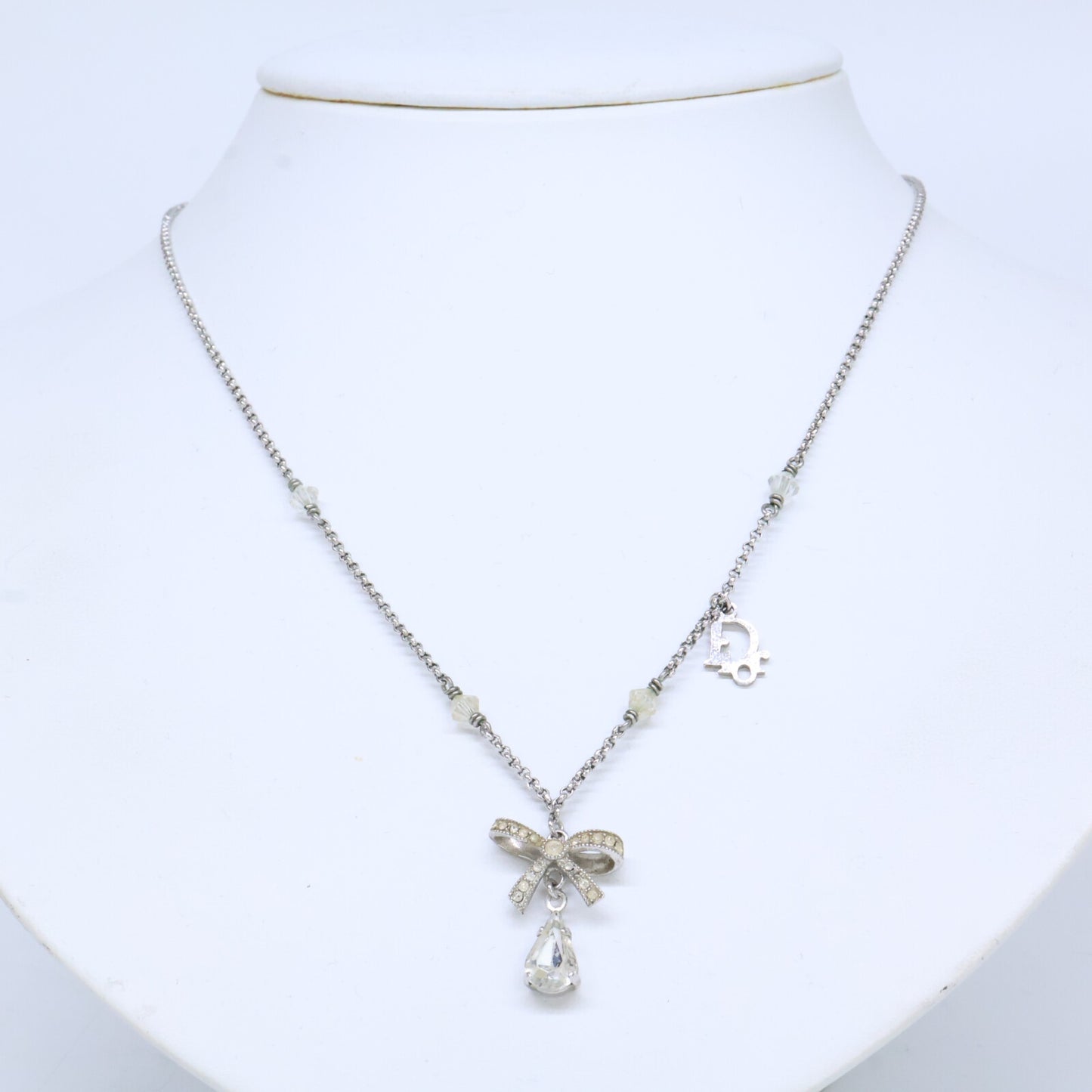 DIOR ディオール リボンモチーフ ティアドロップ ネックレス