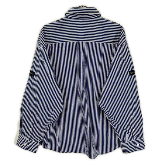 BALENCIAGA バレンシアガ 25年 857814 ブルー ロゴオーバーサイズシャツ トップス