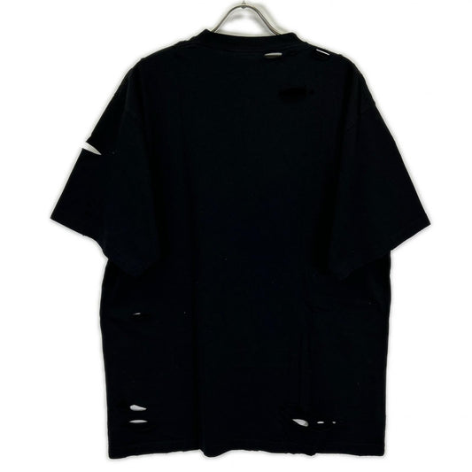 BALENCIAGA バレンシアガ 21年 651795 ブラック デストロイ加工 Tシャツ トップス