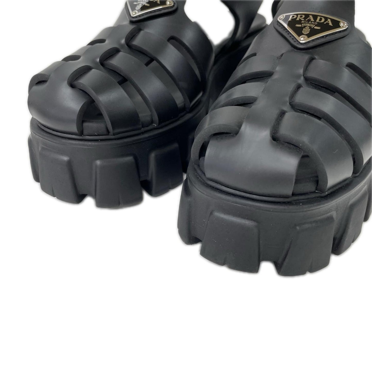 PRADA プラダ 【美品】1X853M プラダ モノリス ラバー サンダル シューズ