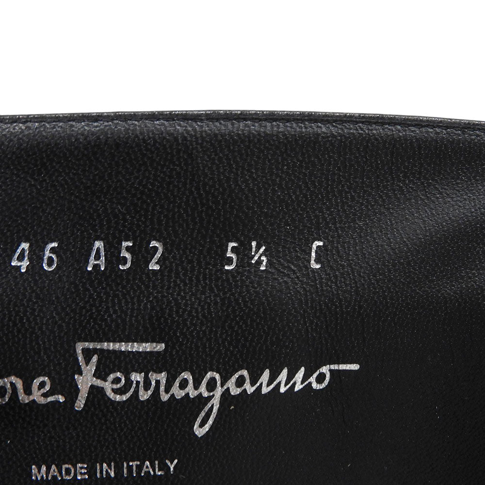 SalvatoreFerragamo サルバトーレフェラガモ GUISA ヴァラモチーフ レザー ロングブーツ シューズ レディース ブラック 5 1/2C 20746 A52 シューズ