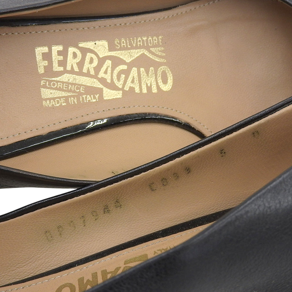 SalvatoreFerragamo サルバトーレフェラガモ PIM 30 レザー ヴァラ ヒール パンプス シューズ レディース 黒 ブラック 5D DP97944 シューズ