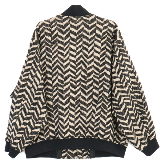 HAVERSACK Haversack 472406 Black Wool Roving Herringbone 2-way Double-zip Blouson Jacket