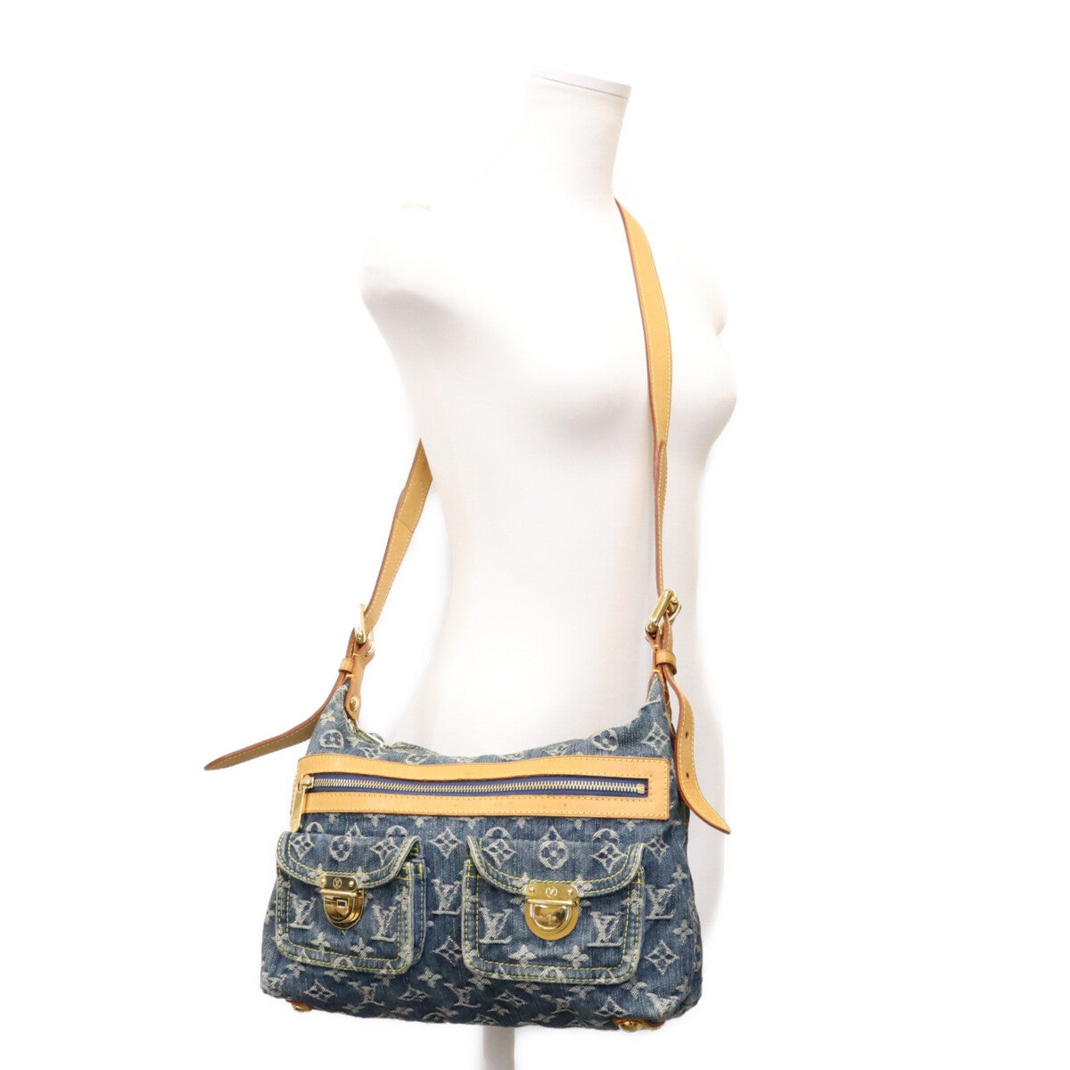 LOUIS VUITTON ルイヴィトン 06年 M95049 モノグラム デニム バギー PM ロング ショルダーバッグ ショルダーバッグ
