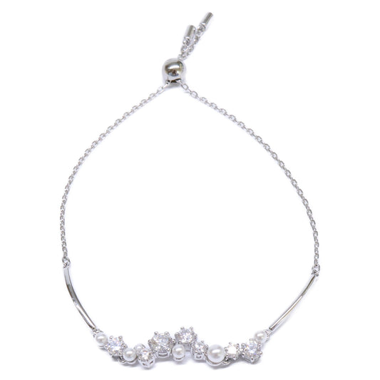 SWAROVSKI 【Excellent condition】Constella crystal pearl cubic zirconia pull-clasp bracelet