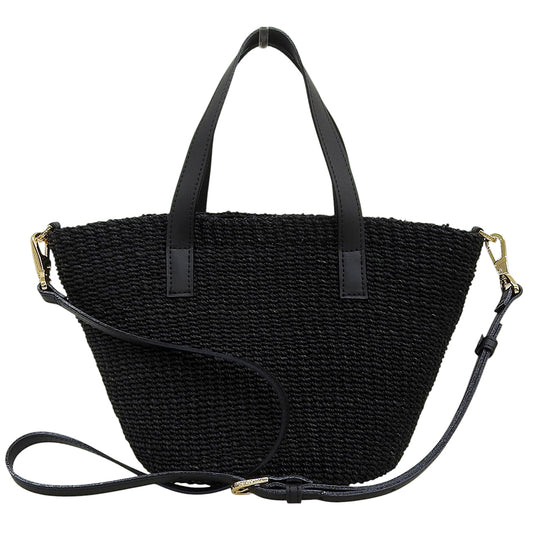 VIOLAd'ORO ヴィオラドーロ 美品 MIRO アバカ製 2WAY トートバッグ ハンドバッグ レディース ブラック V-8756 トートバッグ