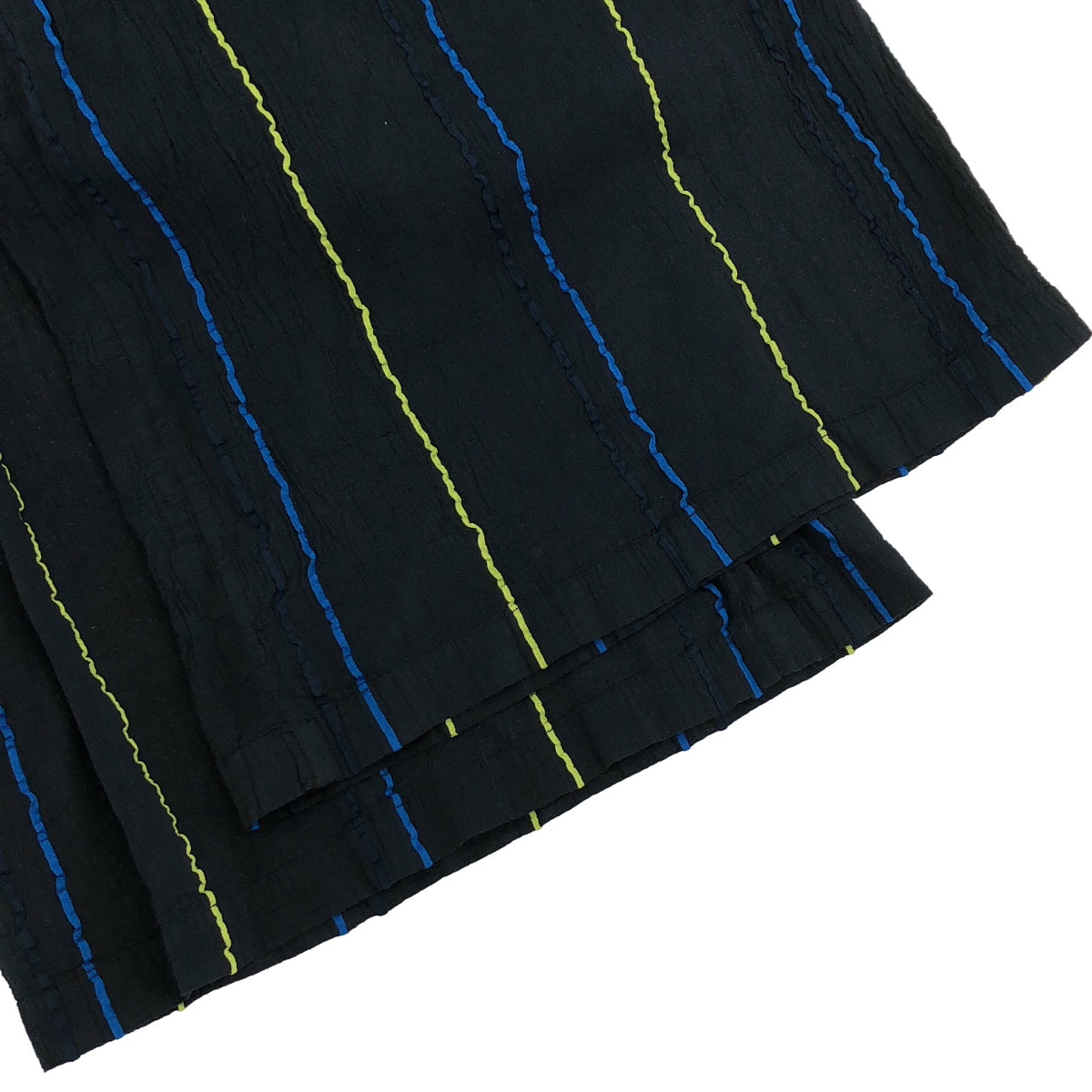 MeISSEYMIYAKE ミーイッセイミヤケ MI02FF504 ネイビー 20SS ストライプ シワプリーツ イージーパンツ ボトムス