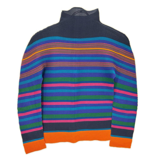 MeISSEYMIYAKE ミーイッセイミヤケ MI73FJ411 マルチカラー ボーダー ハイネック カットソー トップス