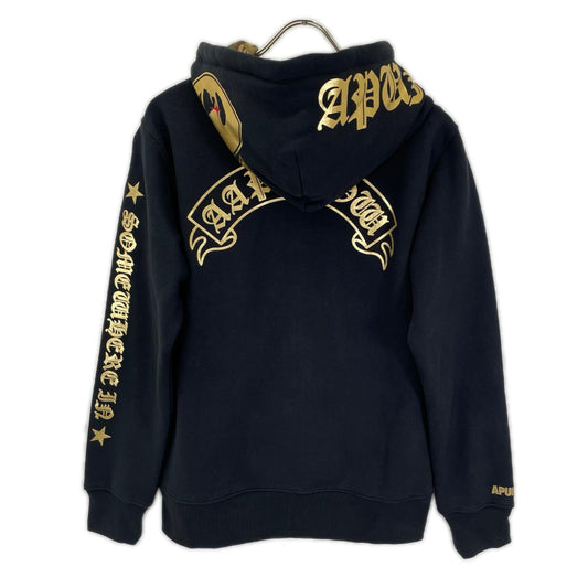 A BATHING APE アベイシングエイプ AAPSWMF3079XX ブラック×ゴールド ボーンサルプリント ジップアップパーカー ジャケット