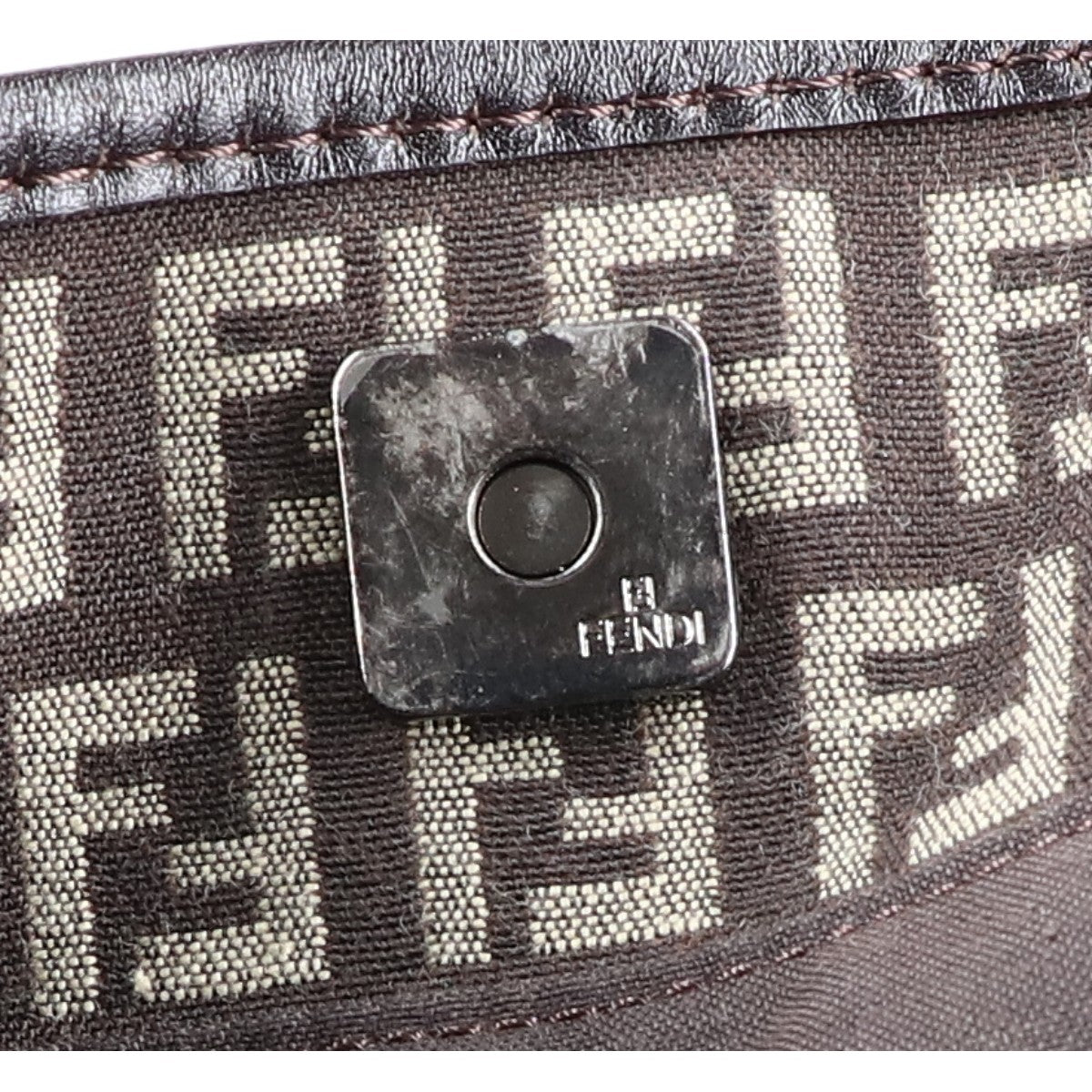 FENDI フェンディ 美品 8BH127 ズッキーノ レザーハンドル キャンバス トートバッグ