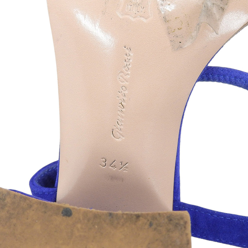 Gianvito Rossi ジャンヴィト・ロッシ スエード アンクルストラップ サンダル シューズ レディース ブルー 34 1/2 31296 シューズ