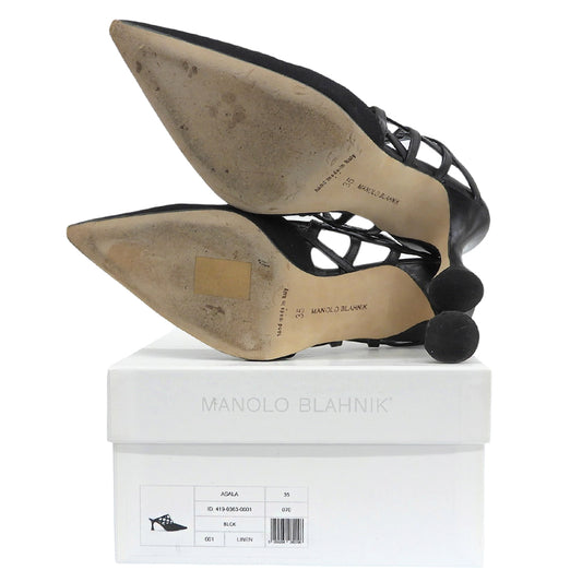 MANOLO BLAHNIK マノロブラニク 美品 ASALA サンダル シューズ レディース 黒 ブラック 35 シューズ