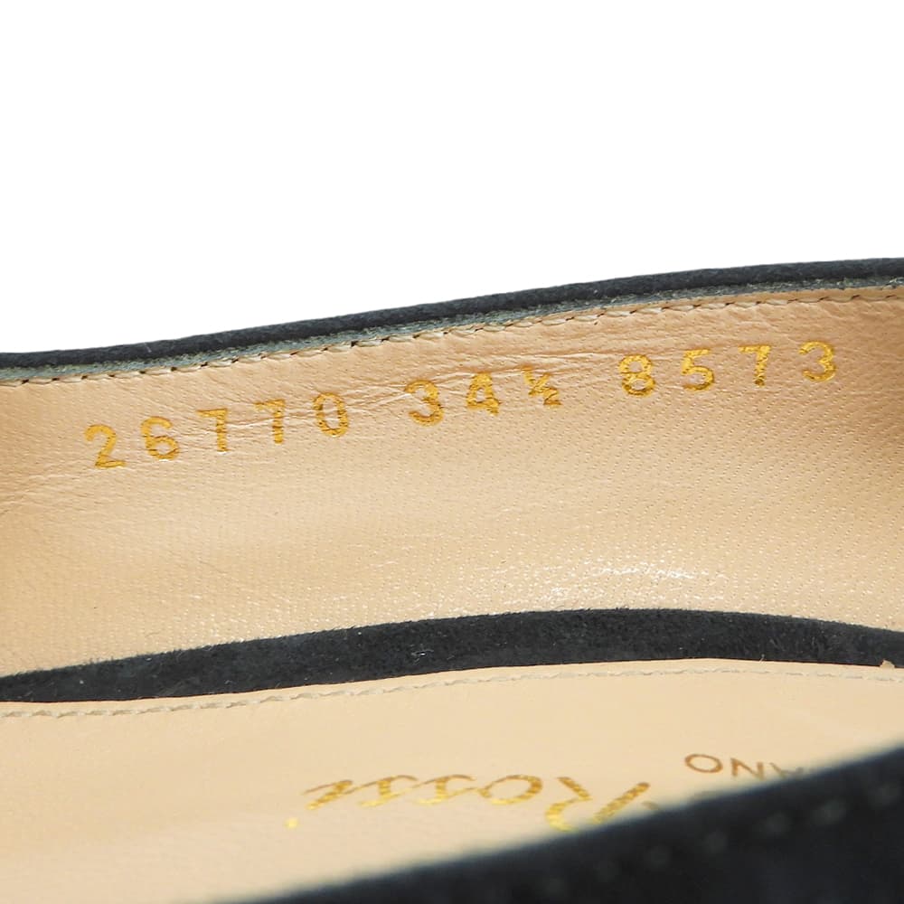 Gianvito Rossi ジャンヴィト・ロッシ 美品 スエード ポインテッドトゥ パンプス シューズ レディース グリーン 34 1/2 26770 シューズ