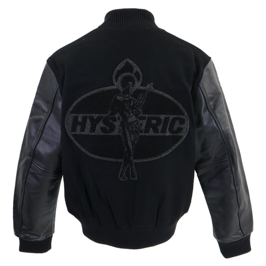 HYSTERIC GLAMOUR ヒステリックグラマー x野口強【新品】02233AB18 DYNAMITE ANGEL刺繍 アームレザー切替 スタジャン ジャケット