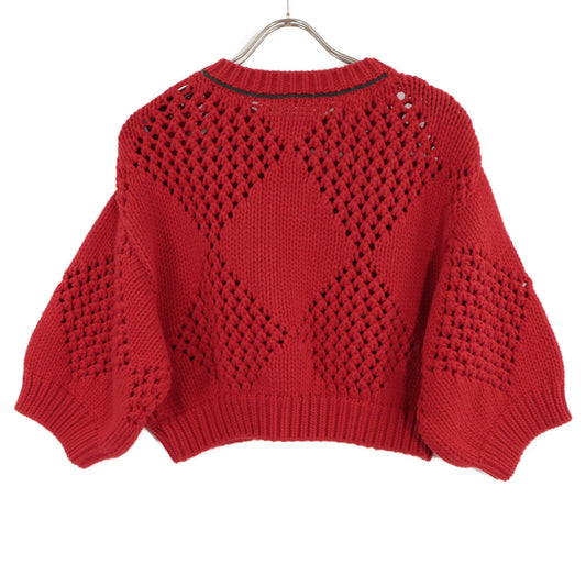 BRUNELLO CUCINELLI Red Cropped Cotton Knit Top