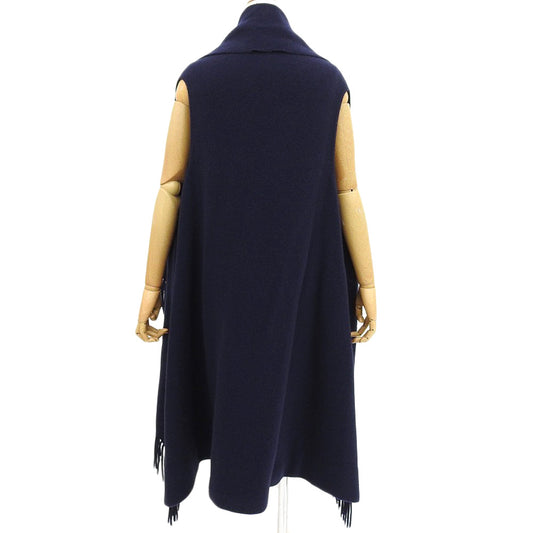 FABIANA FILIPPI Alpaca Fringe Poncho Gilet Coat Outerwear Women's Navy Coat