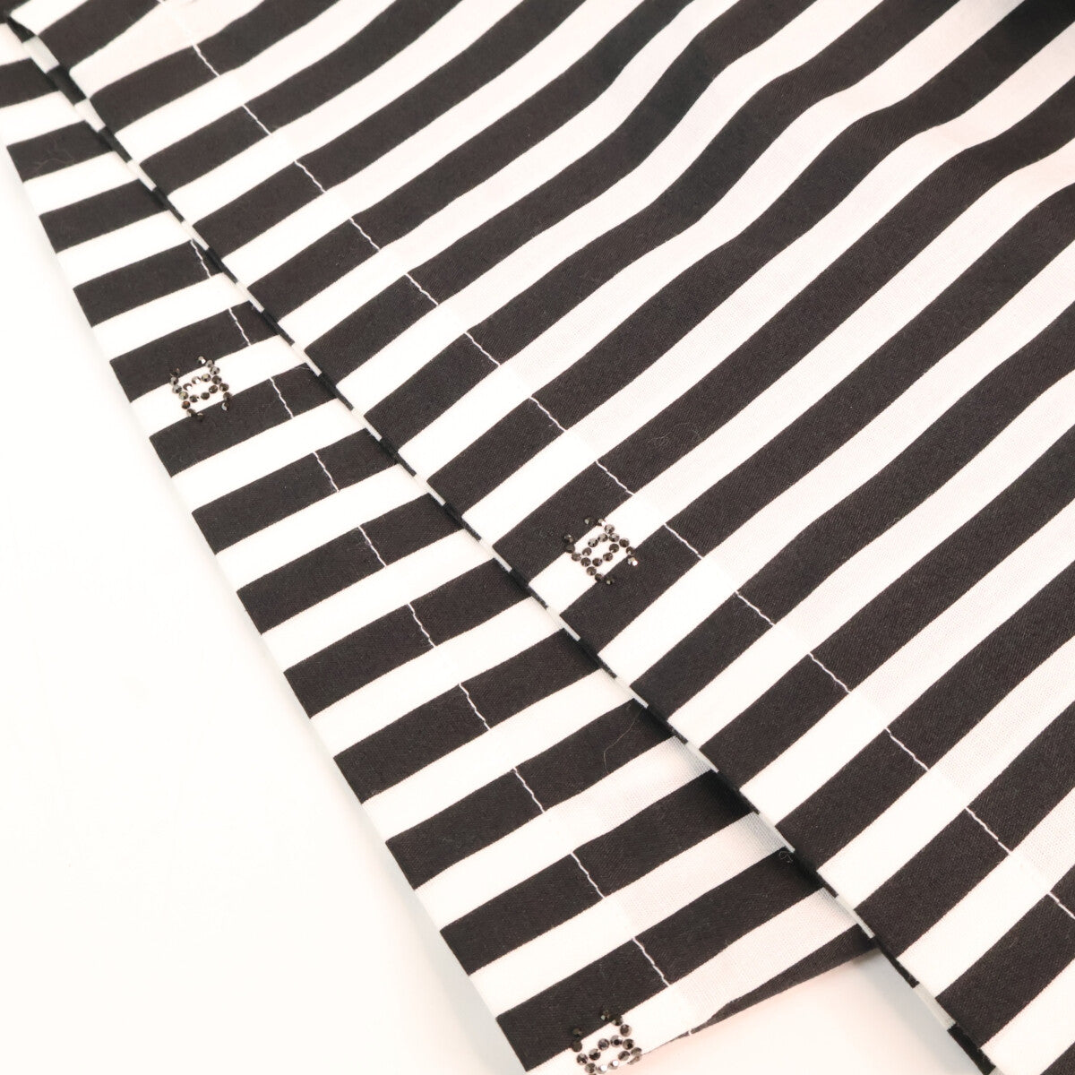 CHANEL シャネル 美品 国内正規 P76233V68306 24M ココビーチ ラインストーンココマーク ストライプパンツ ボトムス 36