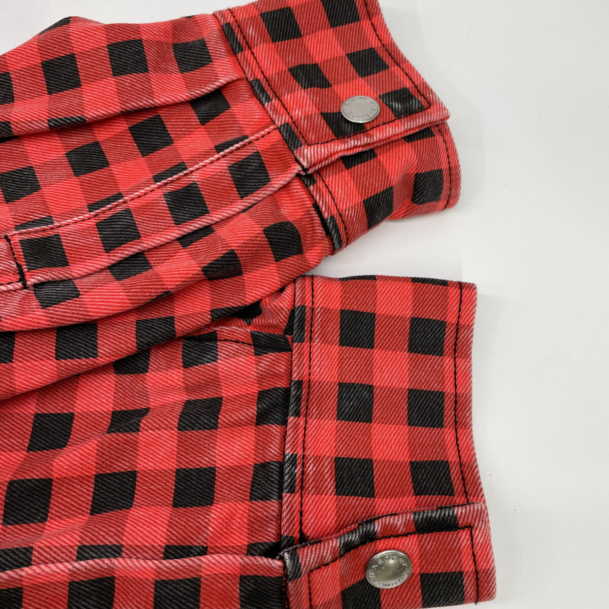ALEXANDER WANG Red Block Check Cotton Oversized Jacket