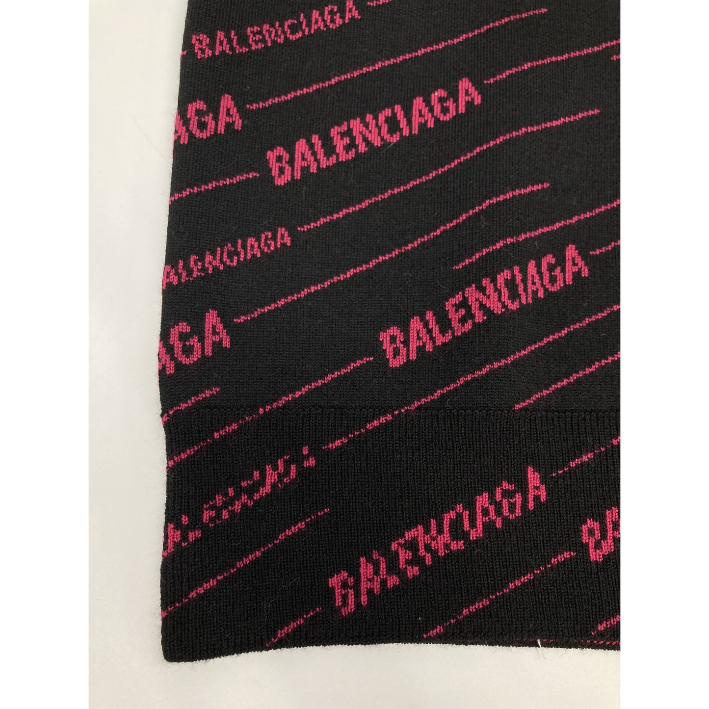 BALENCIAGA バレンシアガ 19AW 583094 ピンク×ブラック ダイアゴナルジャガードニット トップス S