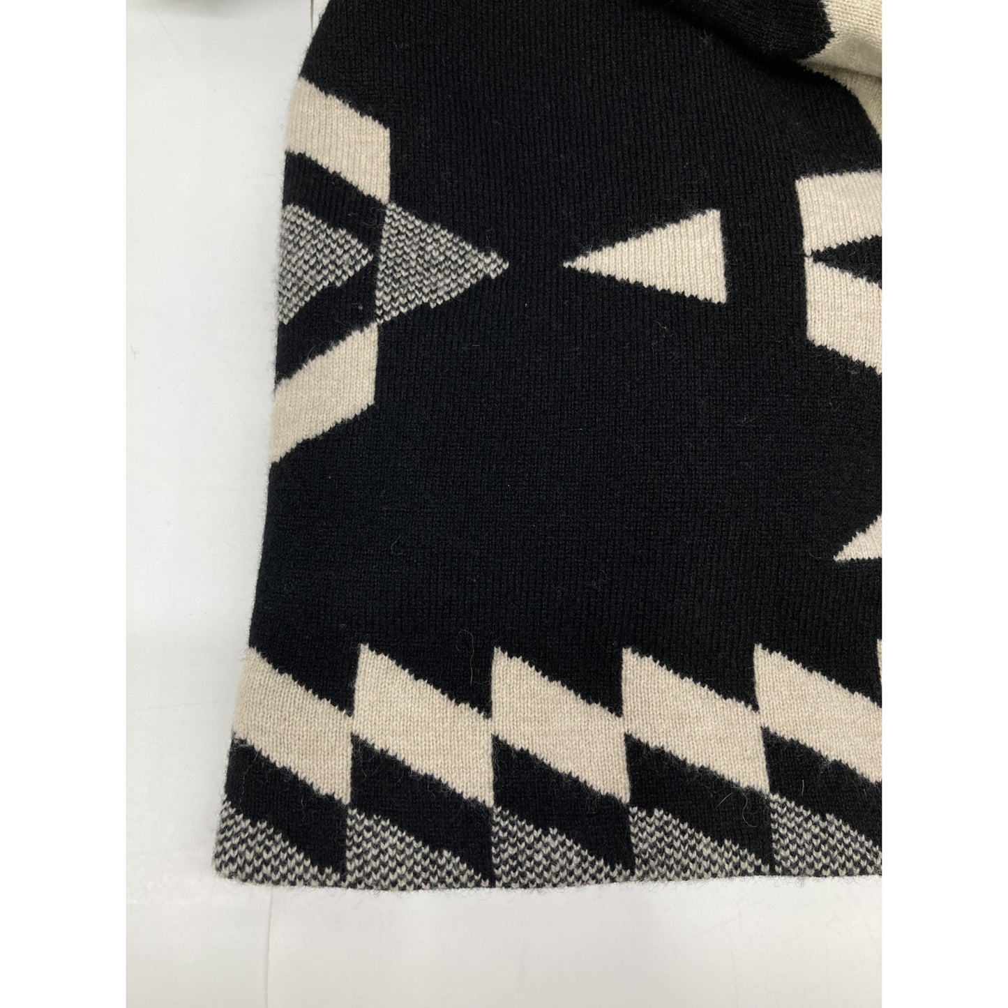 Ralph Lauren Purple Label Black Native-Pattern Cashmere Blend Cardigan Top