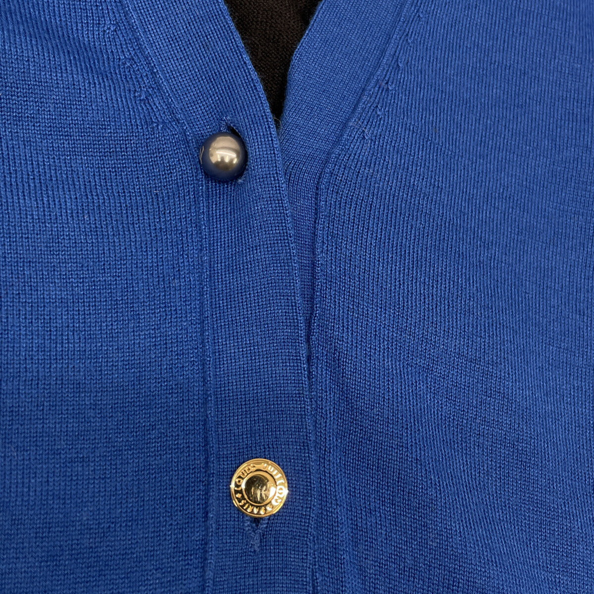 LOUIS VUITTON ルイヴィトン ブルー×ブラック カシミヤ混 カーディガン トップス S