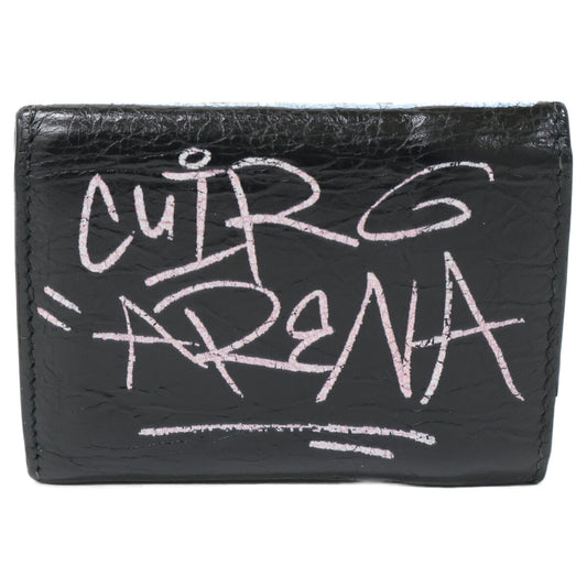 BALENCIAGA 391446 Graffiti Papier Mini Wallet Tri-fold Wallet (with coin purse)