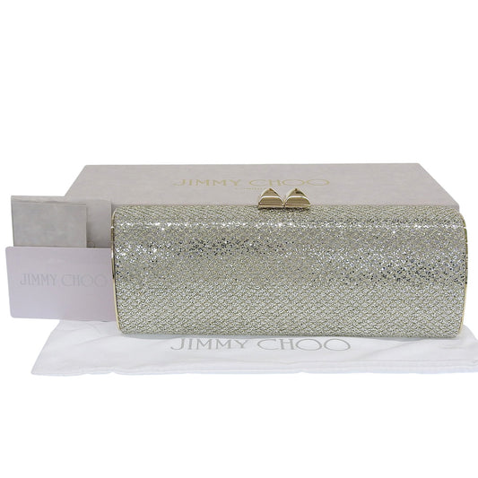 JIMMY CHOO Jimmy Choo, like new, Glitter Clutch Bag, Second Bag, Women's, Silver, 133CHARM, Second Bag, Clutch Bag