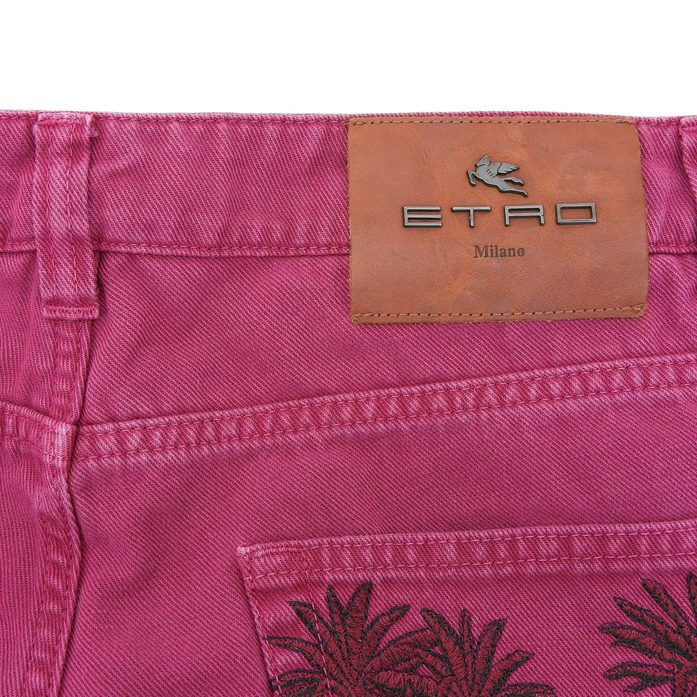 ETRO エトロ ハワイアン刺繍 カラーデニム パンツ ボトムス メンズ パープル系 33 ボトムス