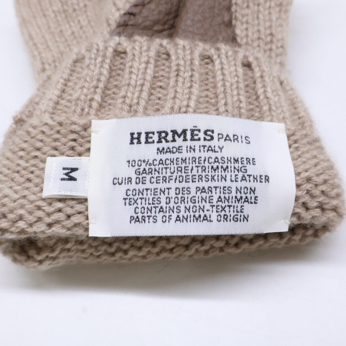 【美品】Lionel 羊绒针织/鹿皮连指手套 M 女款