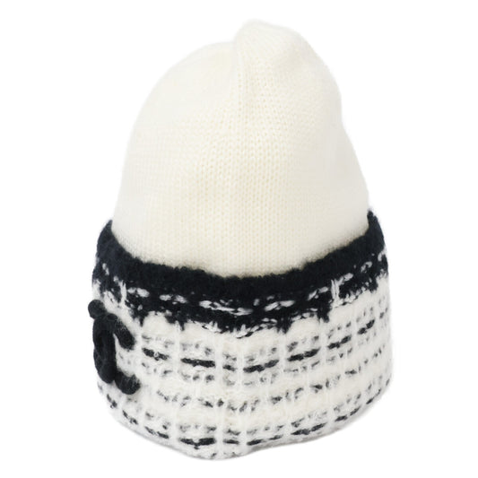 CHANEL New similar cashmere silk blend wool Coco Mark knit cap beanie hat