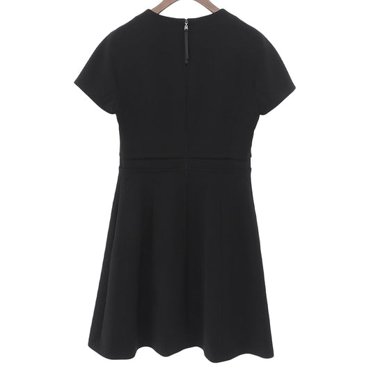 Topstitched Short-Sleeve Mini Dress, Women's, Black, 38, 36081, Dress, 38, Women's