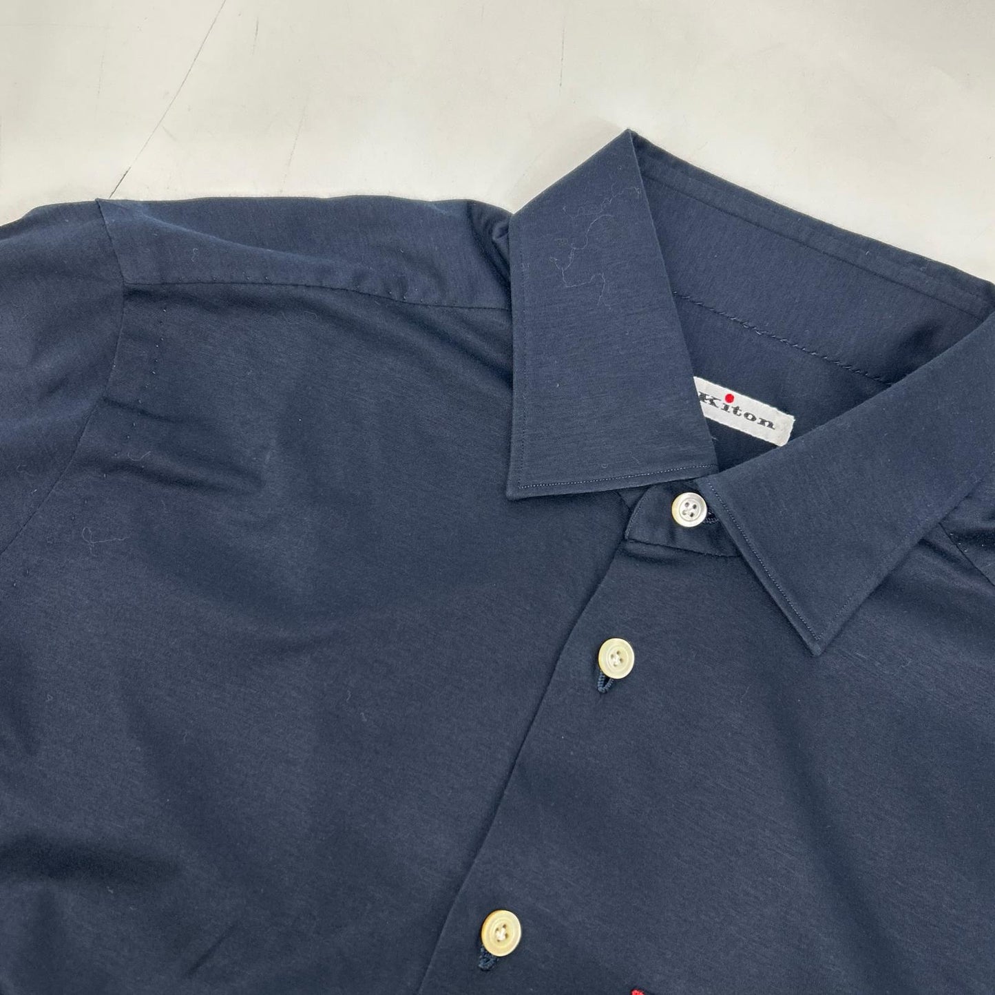 Kiton キートン UMCNERK06R49 ネラーノ コットンジャージー ネイビーシャツ トップス