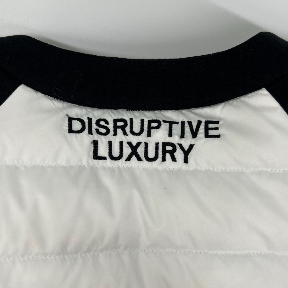 G/FORE Black x White Logo Embroidered Zip-Up Collarless Down Jacket