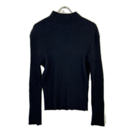 THE SHISHIKUI BLACK Cotton x Wool High Neck Ribbed Knit Top