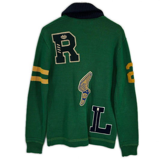 POLO RALPH LAUREN ポロ ラルフローレン グリーン マルチロゴワッペン ショールカラーニットジャケット ジャケット