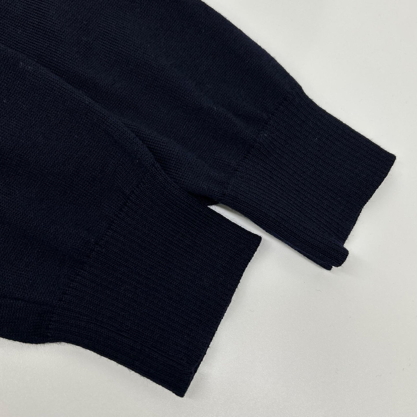 BORRELLI navy half-zip knit top