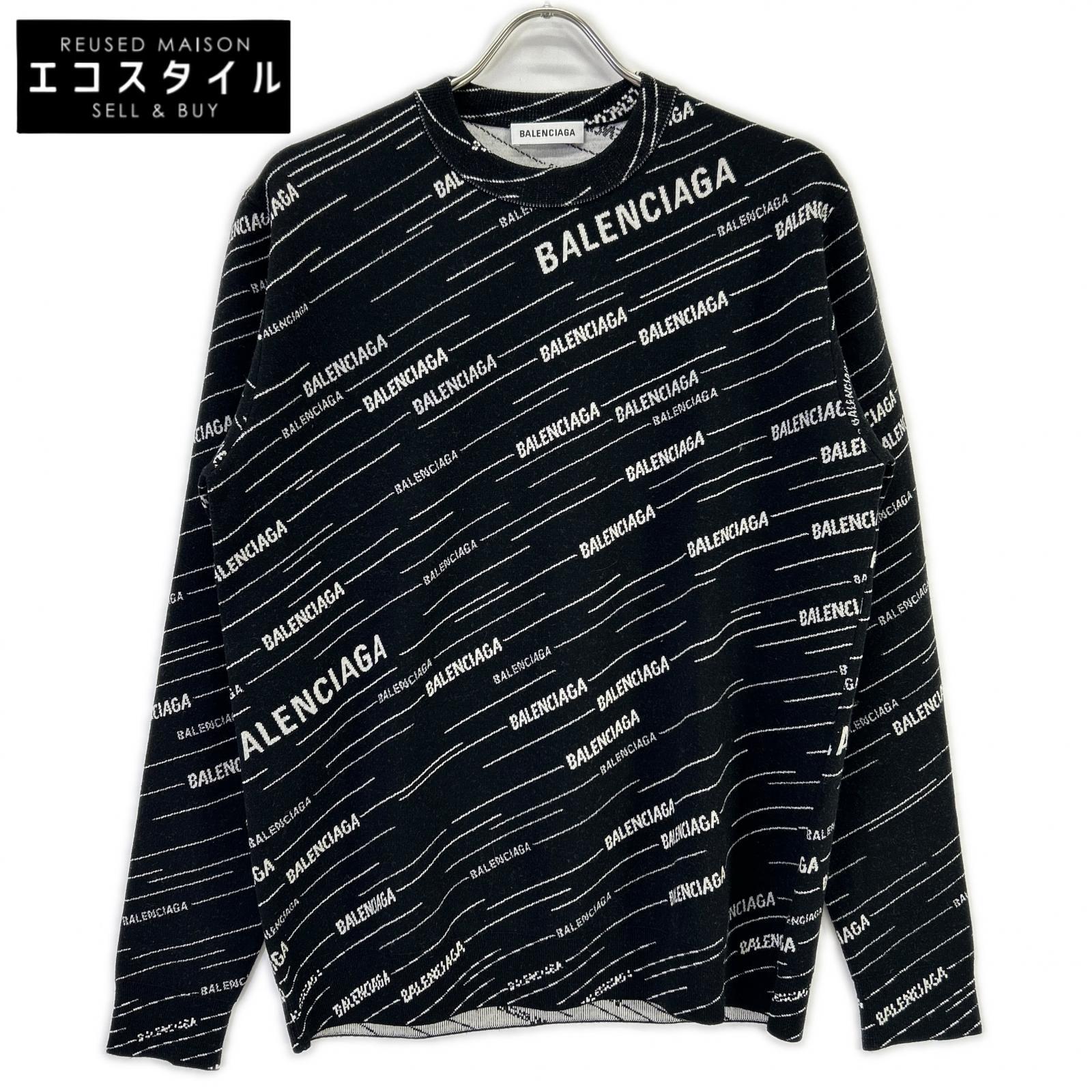 BALENCIAGA バレンシアガ 559078 T1524 ブラック ロゴニット プル