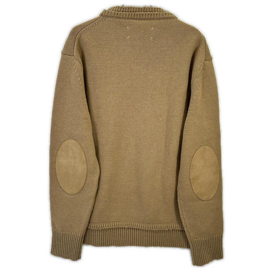 Maison margiela メゾンマルジェラ SI1GP0001 ベージュ スエードエルボーパッチ プルオーバー ニットセーター トップス