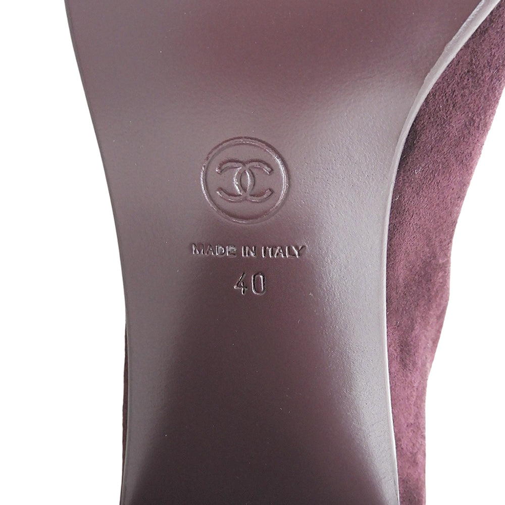 CHANEL シャネル 美品 ココマーク スエード ショートブーツ シューズ レディース パープル 40 G33906 シューズ