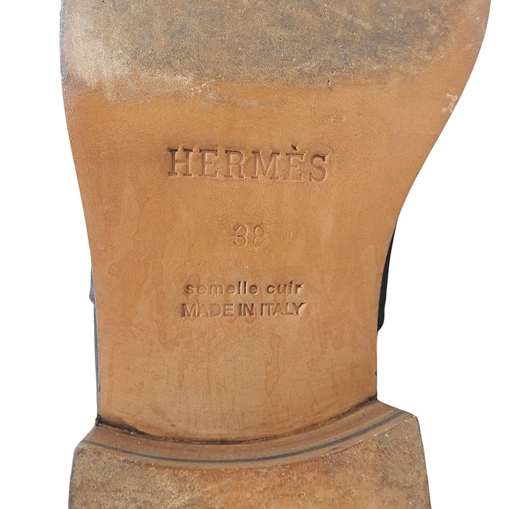HERMES エルメス サイドジップ ロングブーツ シューズ レディース 黒 ブラック 38 シューズ
