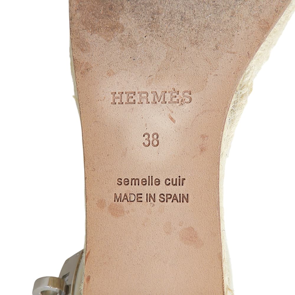 HERMES エルメス ティポリ ウェッジソール アンクルストラップ サンダル レザー シューズ レディース ホワイト 38 シューズ