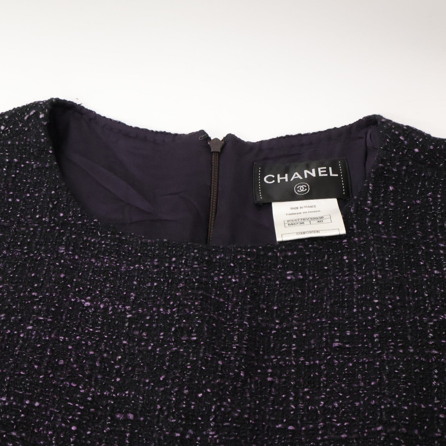 CHANEL シャネル 【美品】P44778V32938 ツイード 半袖ミニ ワンピース