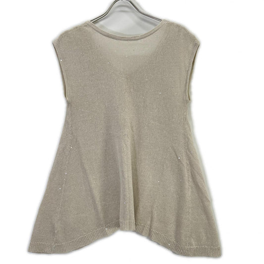 BRUNELLO CUCINELLI ブルネロクチネリ リネン×シルク スパンコール ノースリーブ ニット トップス