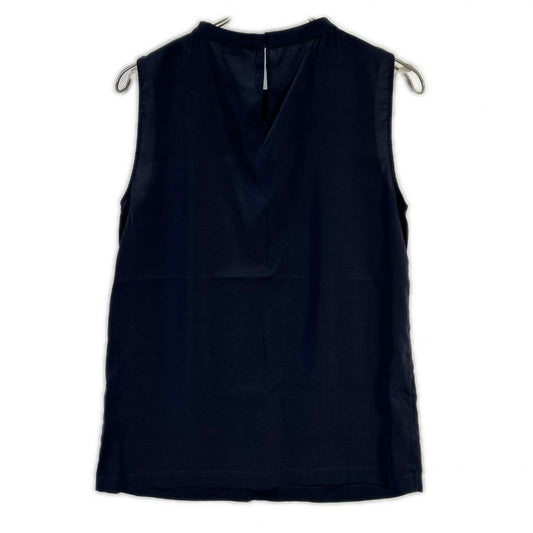BRUNELLO CUCINELLI ブルネロクチネリ ネイビー シルク混 ノースリーブ ブラウス トップス